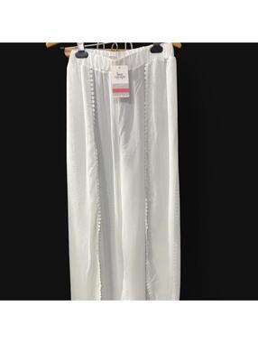 Bon Voyage White Sheer Wide Leg Cover Up Pants – Women’s Medium NWT